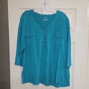 Sonoma Turquoise Women's Blouse with Button Detail